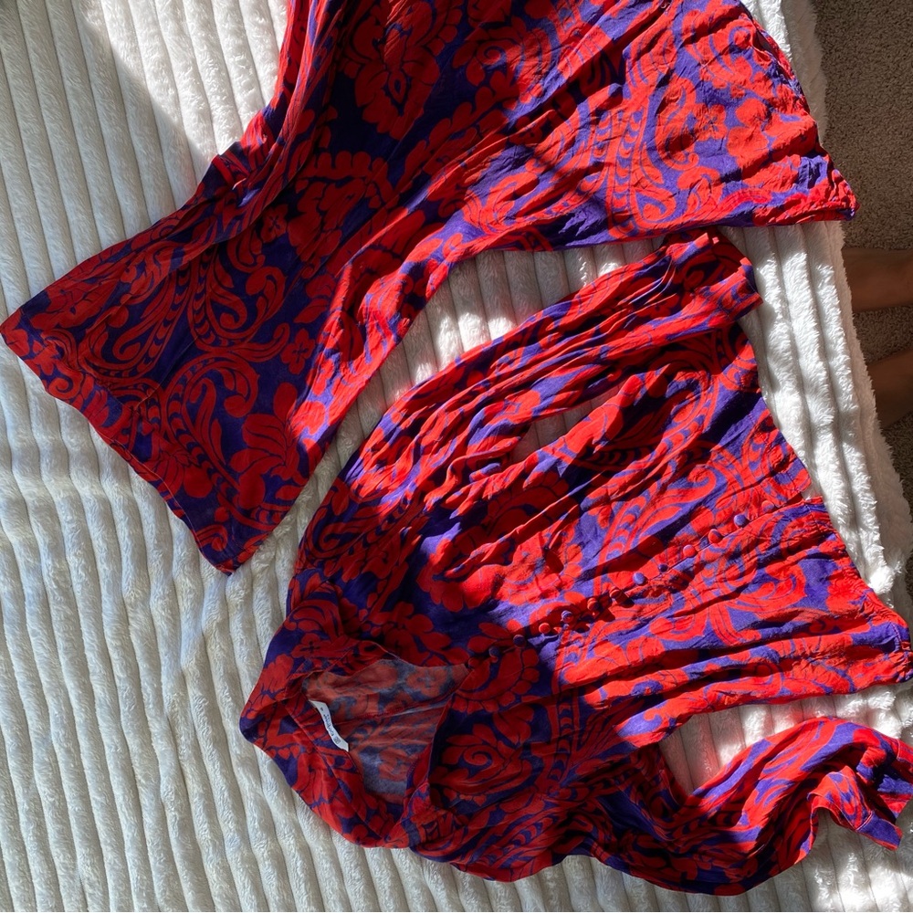 Source Unknown Red and Blue Patterned Dress
